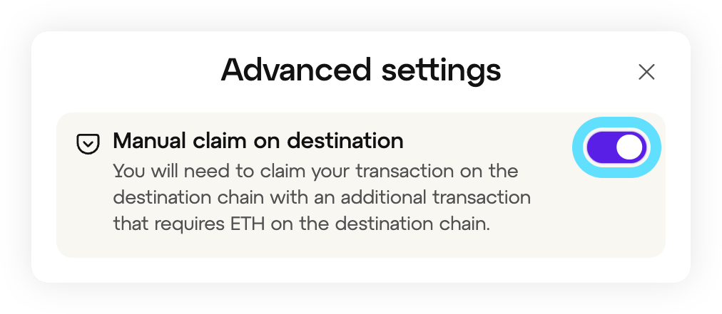 Manual claiming toggle